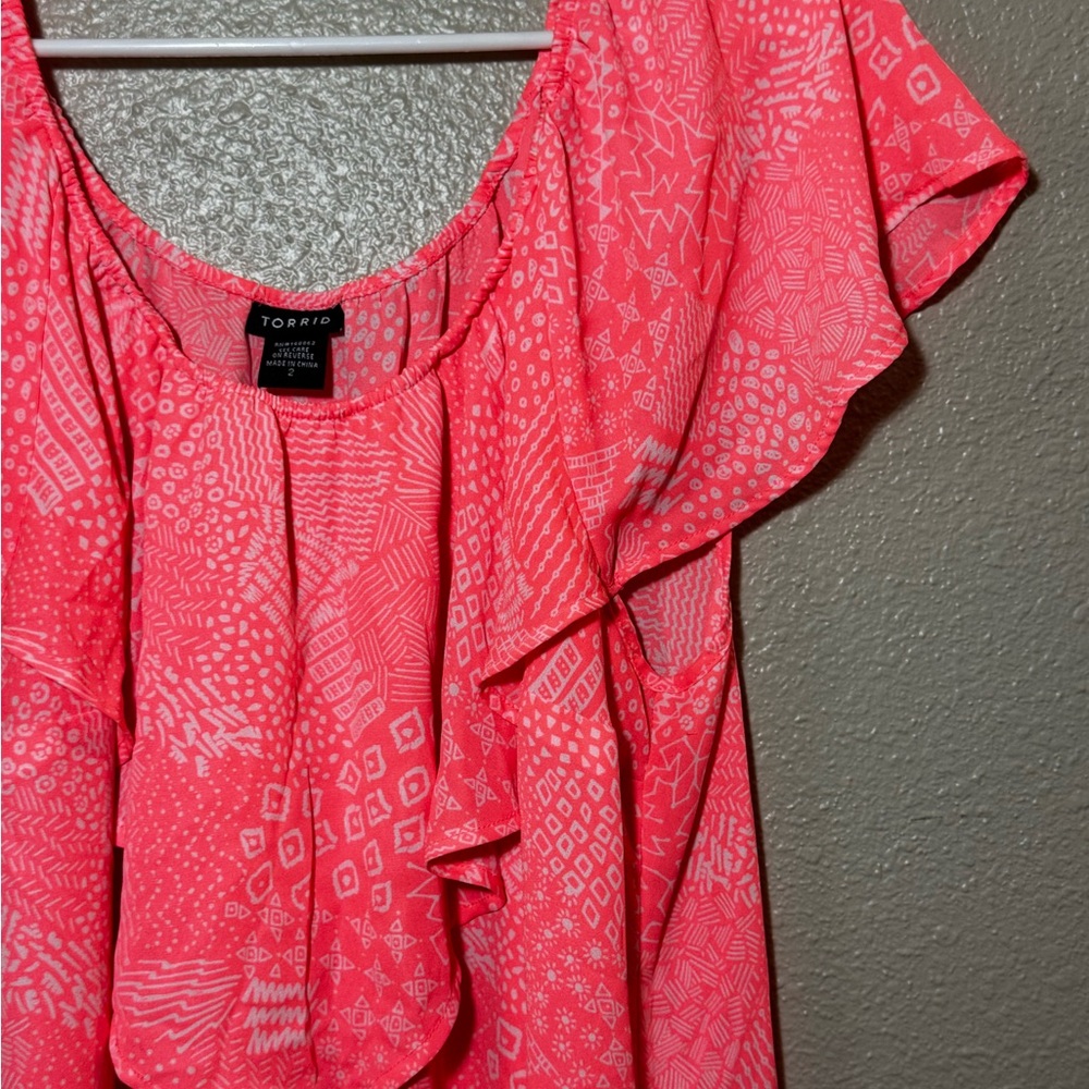 Torrid Neon Ruffle Top - Picture 4 of 5